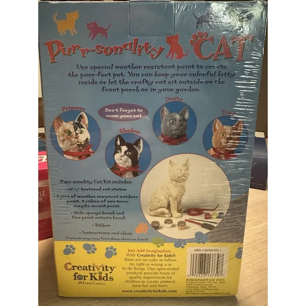 Vintage Cat Purr-sonality Textured Statue Painting Kit Faber-Castell USA 